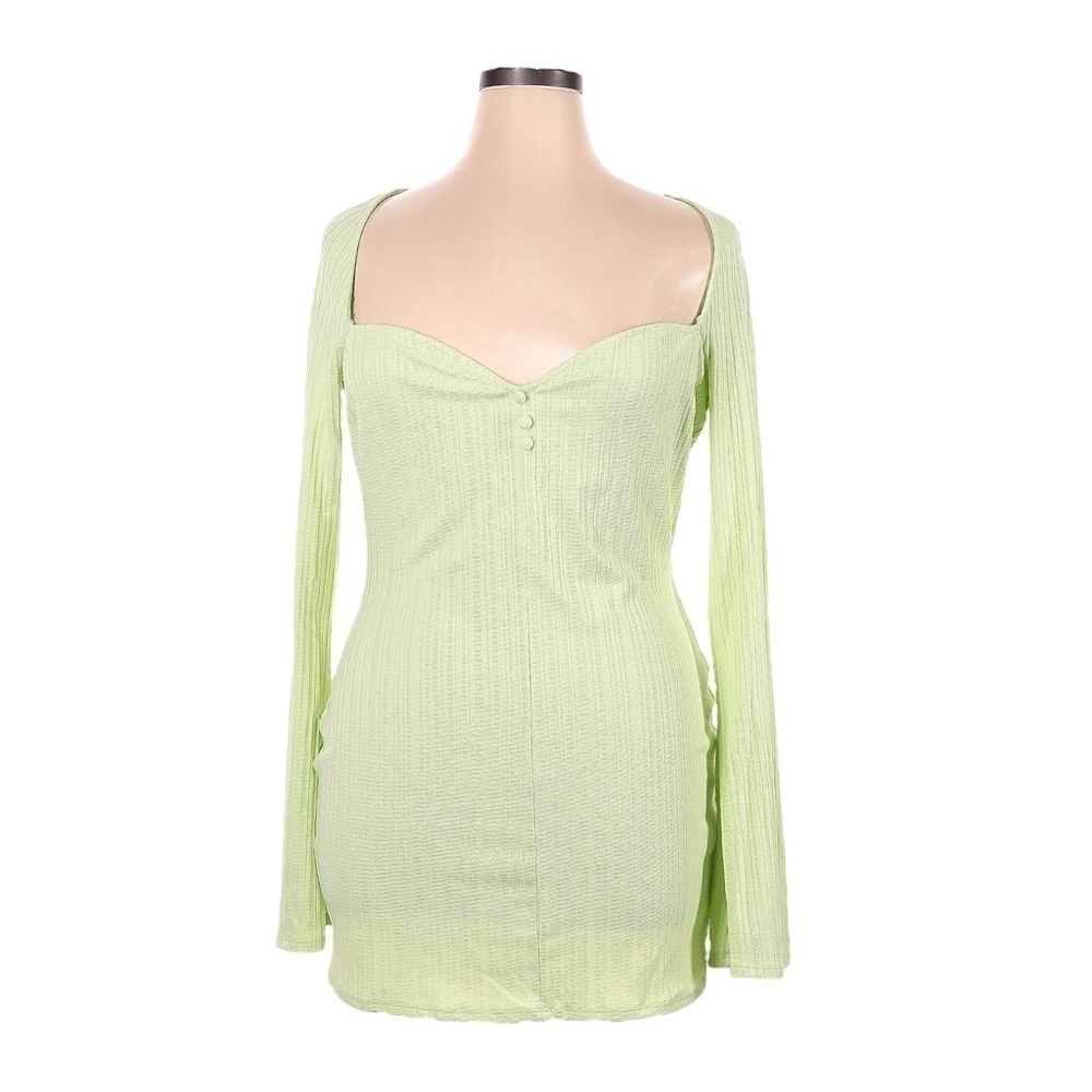 ASOS Design Ribbed Knit Long Sleeve Sweetheart Neck Green Mini Dress Size 14 NWT